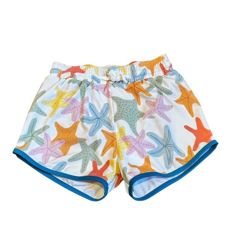 Pearl Street Swim Colorful Starfish Kids Swim Trunks 7/8